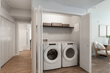 A washer and dryer in a laundry room